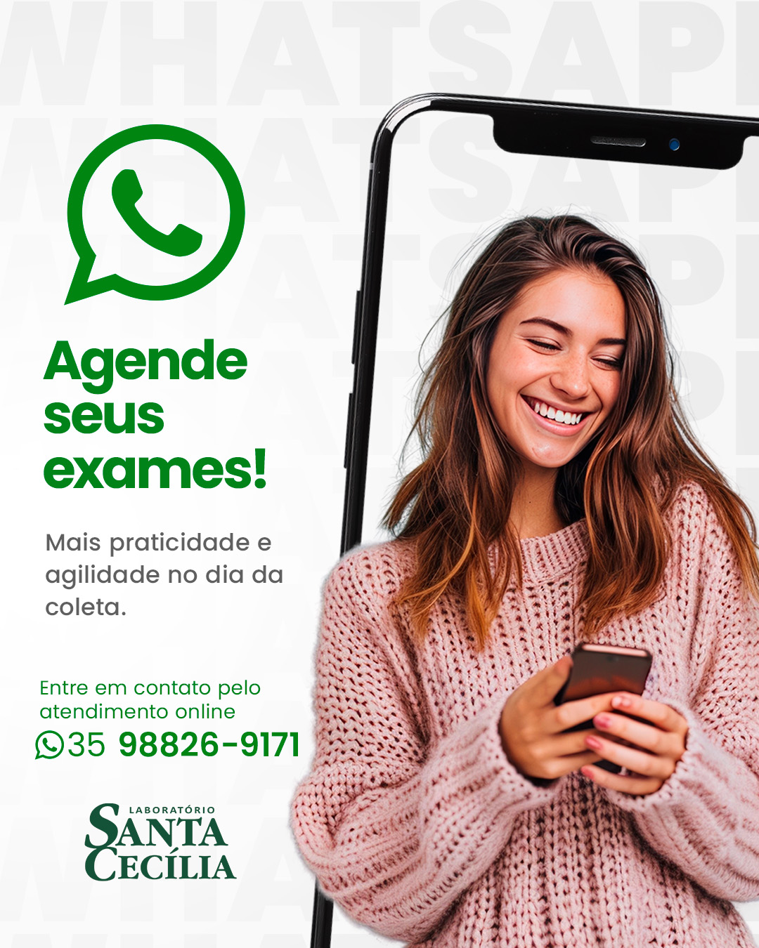 agendar seus exames pelo whatsapp - Laboratório Santa Cecília