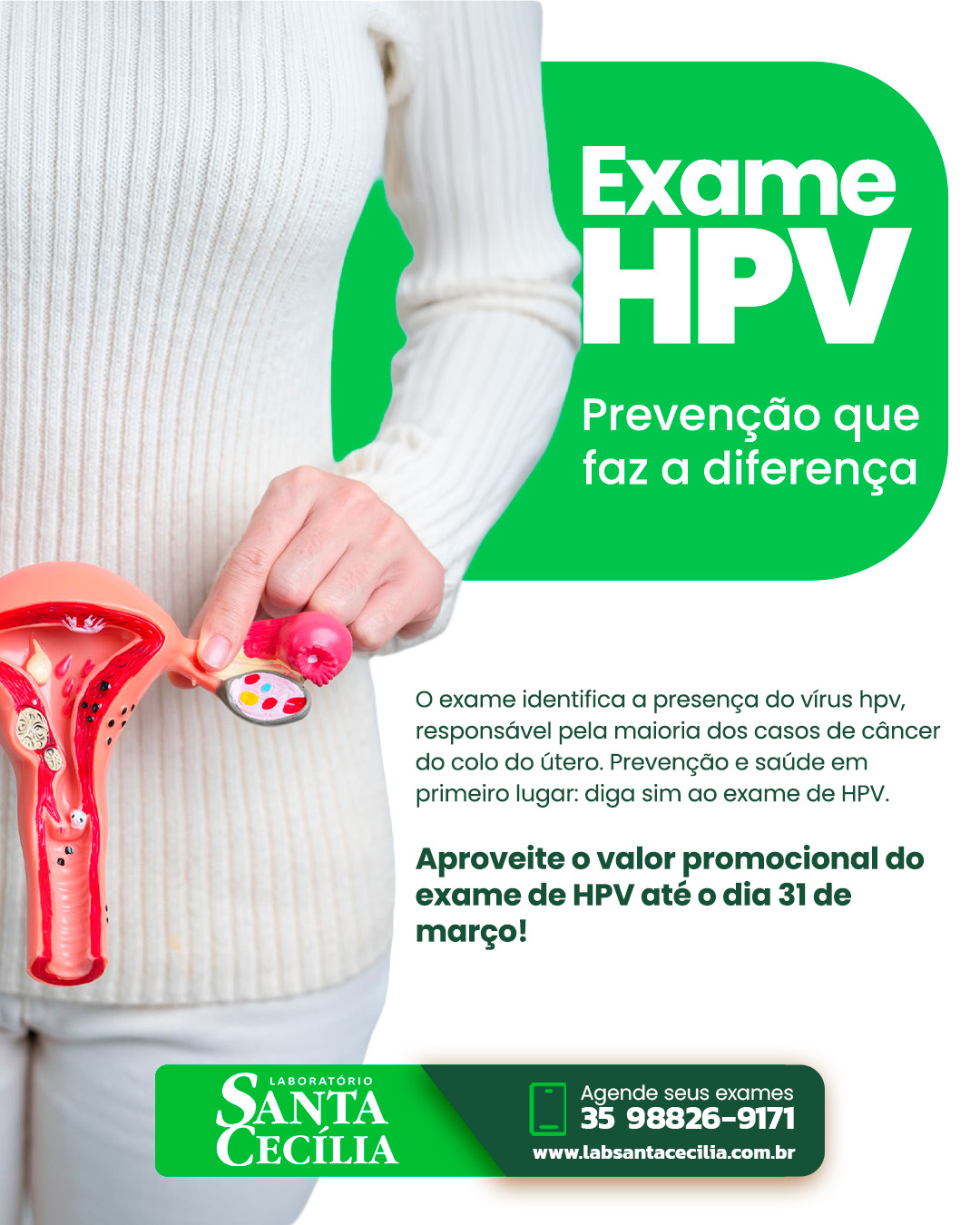 Exame HPV com valor promocional - Laboratório Santa Cecília - Lavras Minas gerais